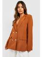 Caramel Double Breasted Button Front Blazer