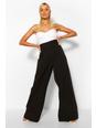 Black Super Wide Leg Belted Pants