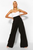 Black Super Wide Leg Belted Trousers