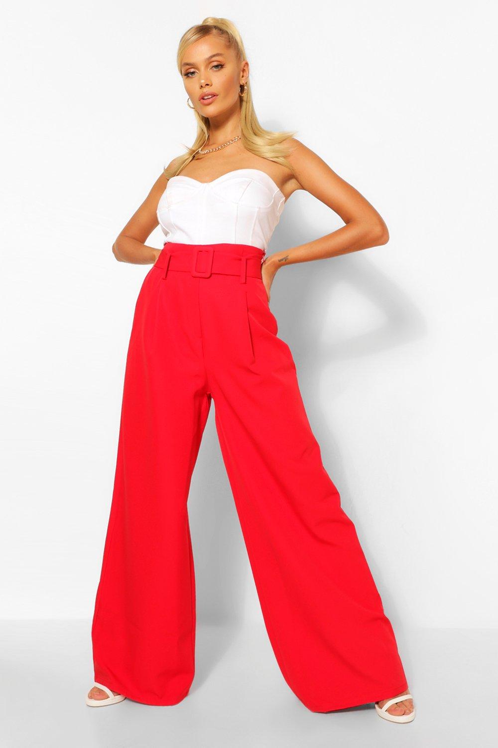 Boohoo hot sale belted trousers