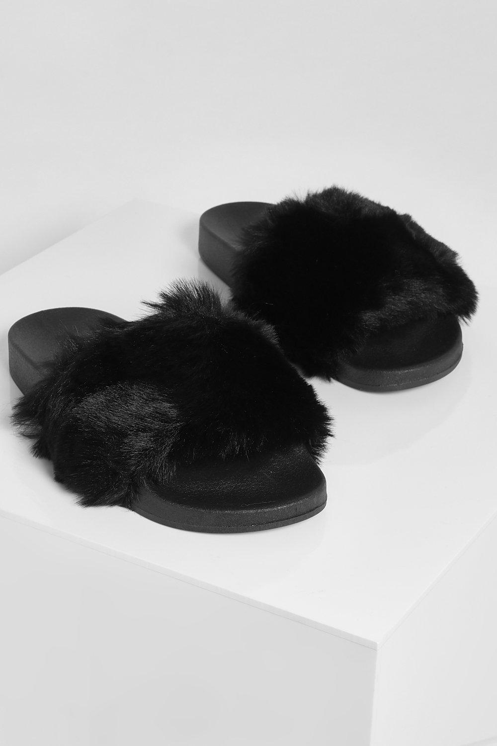 Fluffy sliders hot sale boohoo