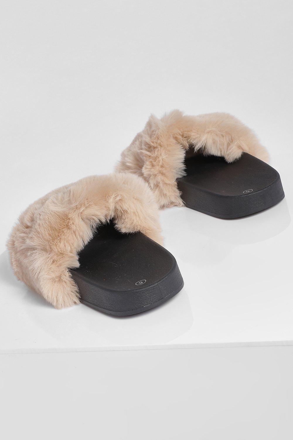 Fluffy store sliders boohoo