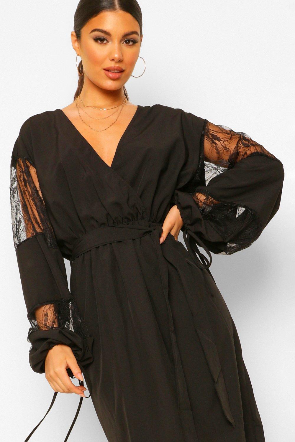 Mesh lace 2025 insert wrap dress