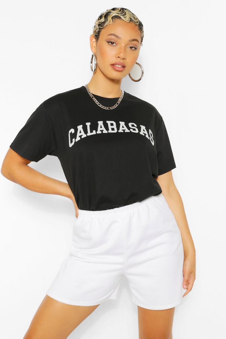 T-shirt oversize con slogan “Calabasas”, Nero image number 1