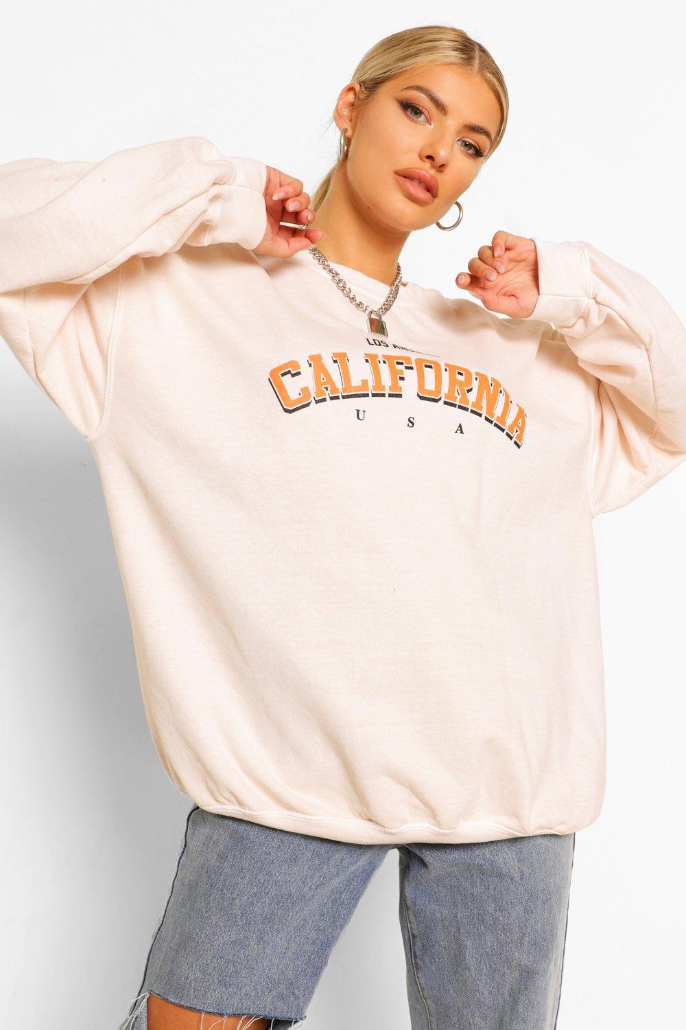 California Slogan Oversized Washed Sweatshirt