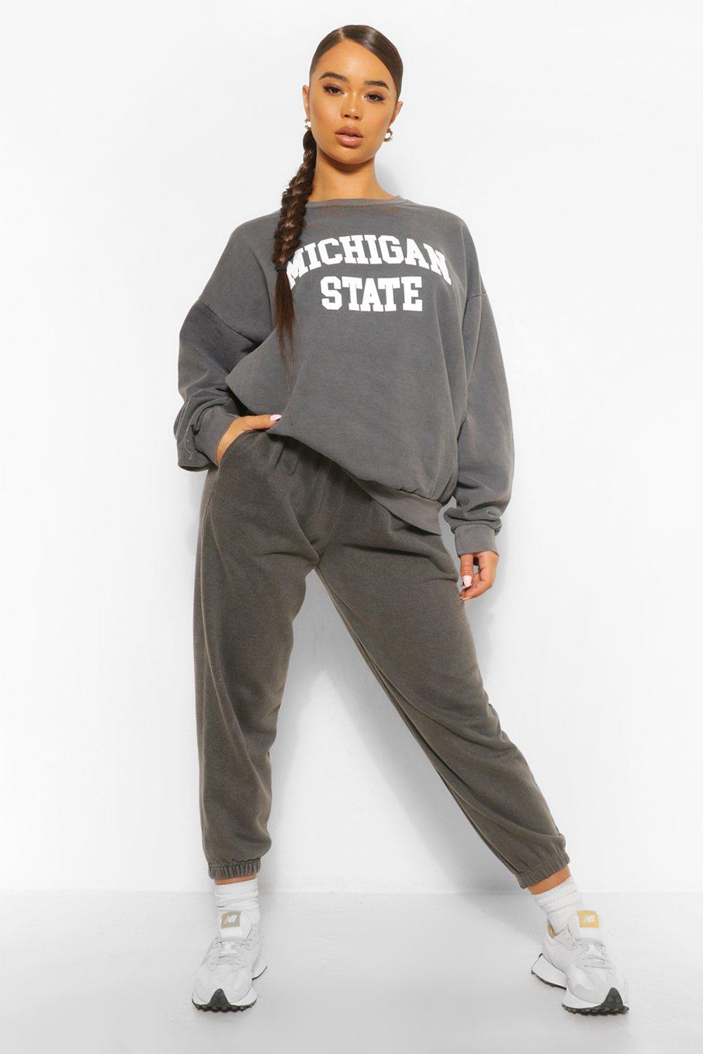 Michigan Slogan Oversized Washed Sweatshirt