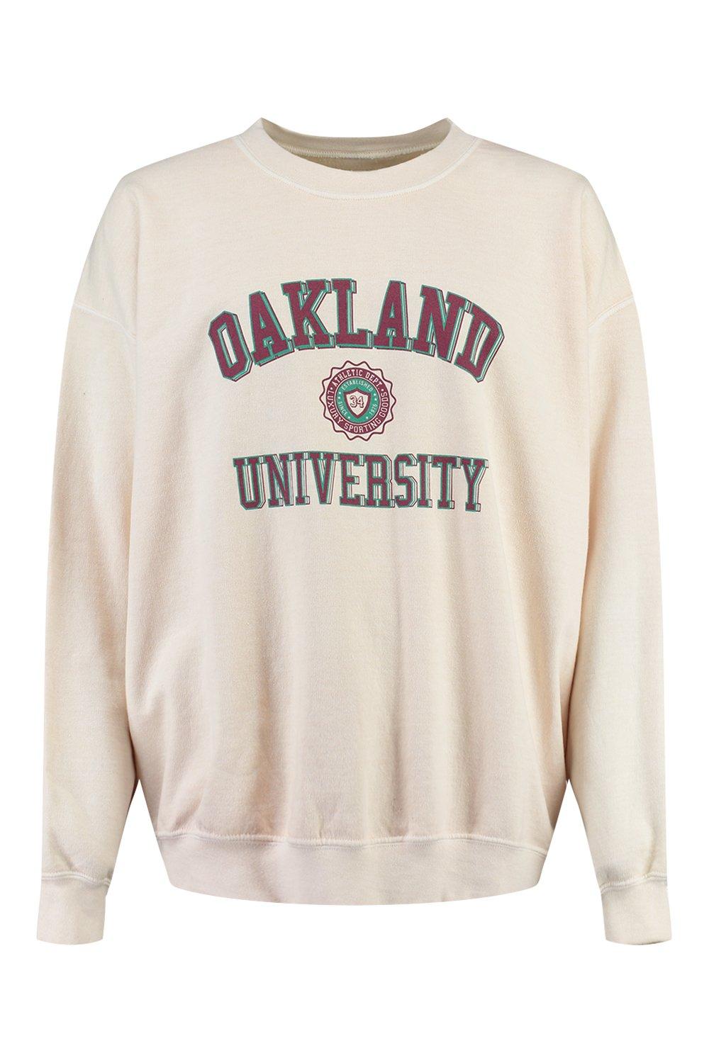 Oakland Slogan Oversized Washed Sweatshirt