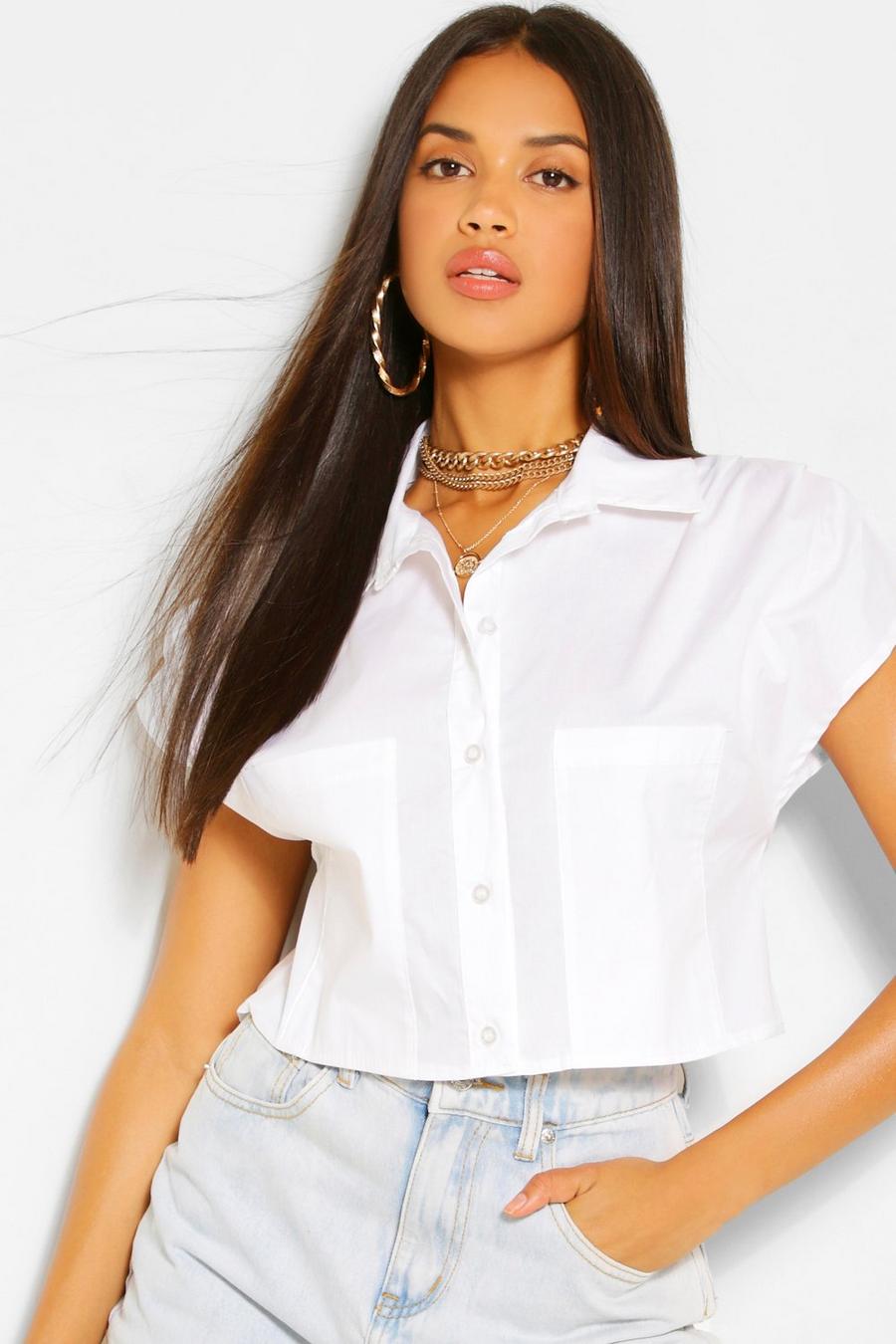 Chemise courte coupe carrée, Blanc image number 1