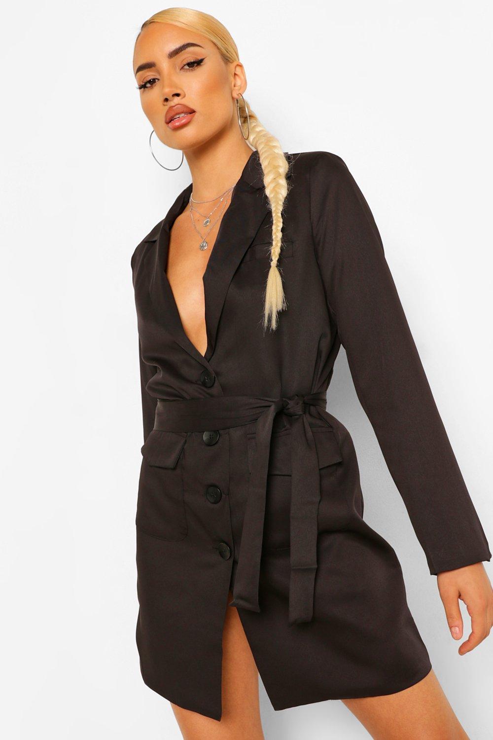 boohoo belted blazer dress