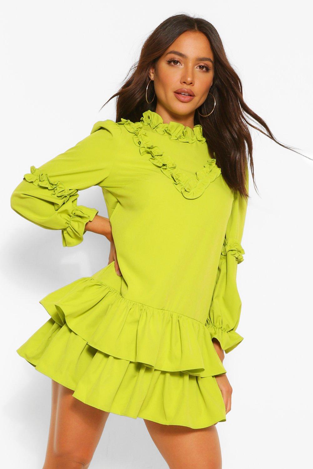 frill hem shift dress