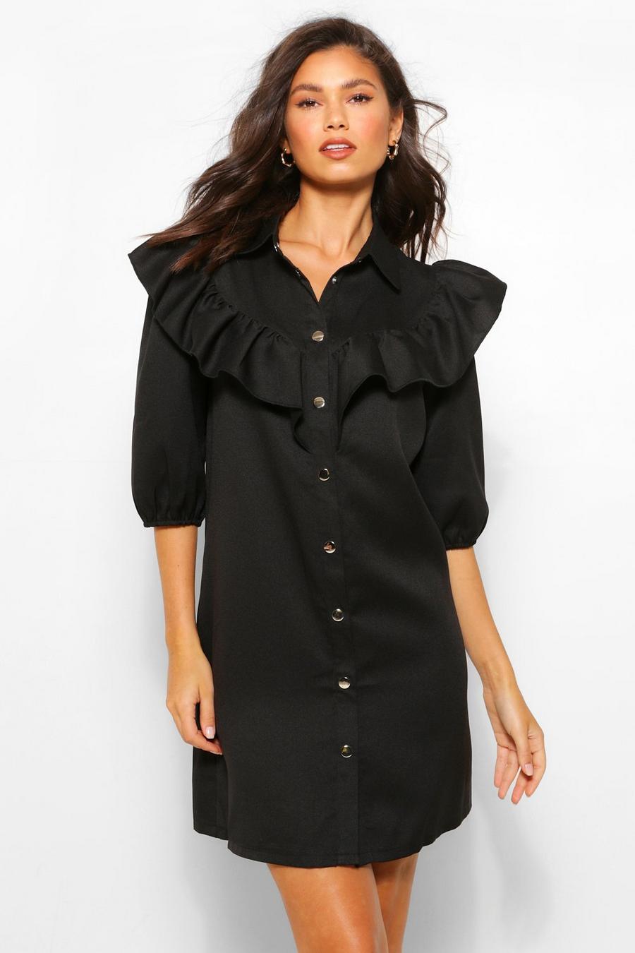 Ruffle Sleeve Collared Shift Dress image number 1