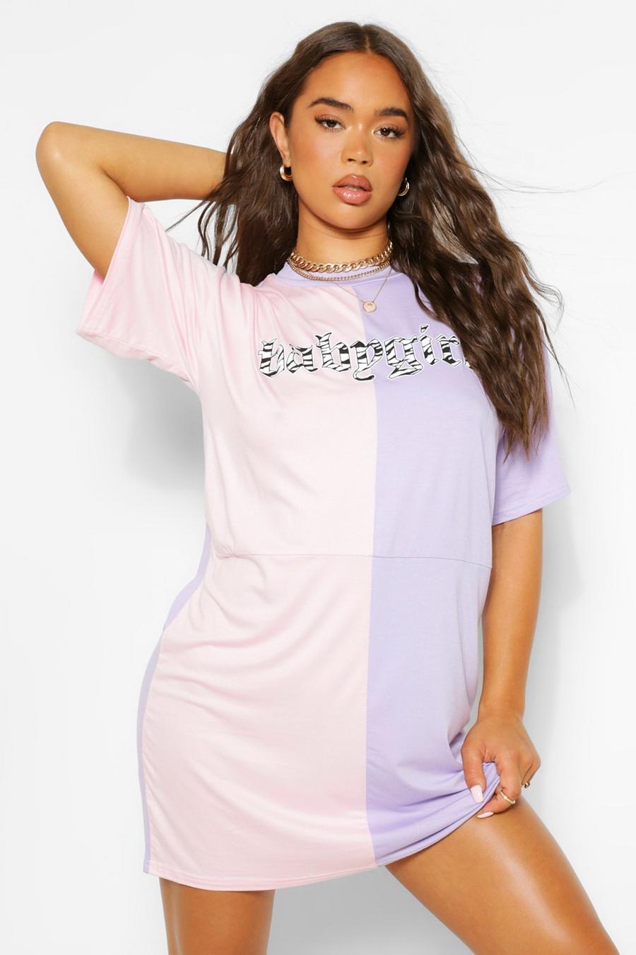 Vestido estilo camiseta con bloques de colores "Baby Girl" image number 1