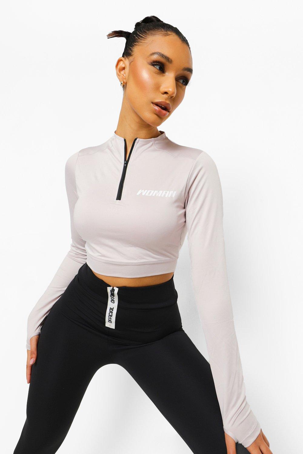 Womens zip store gym top