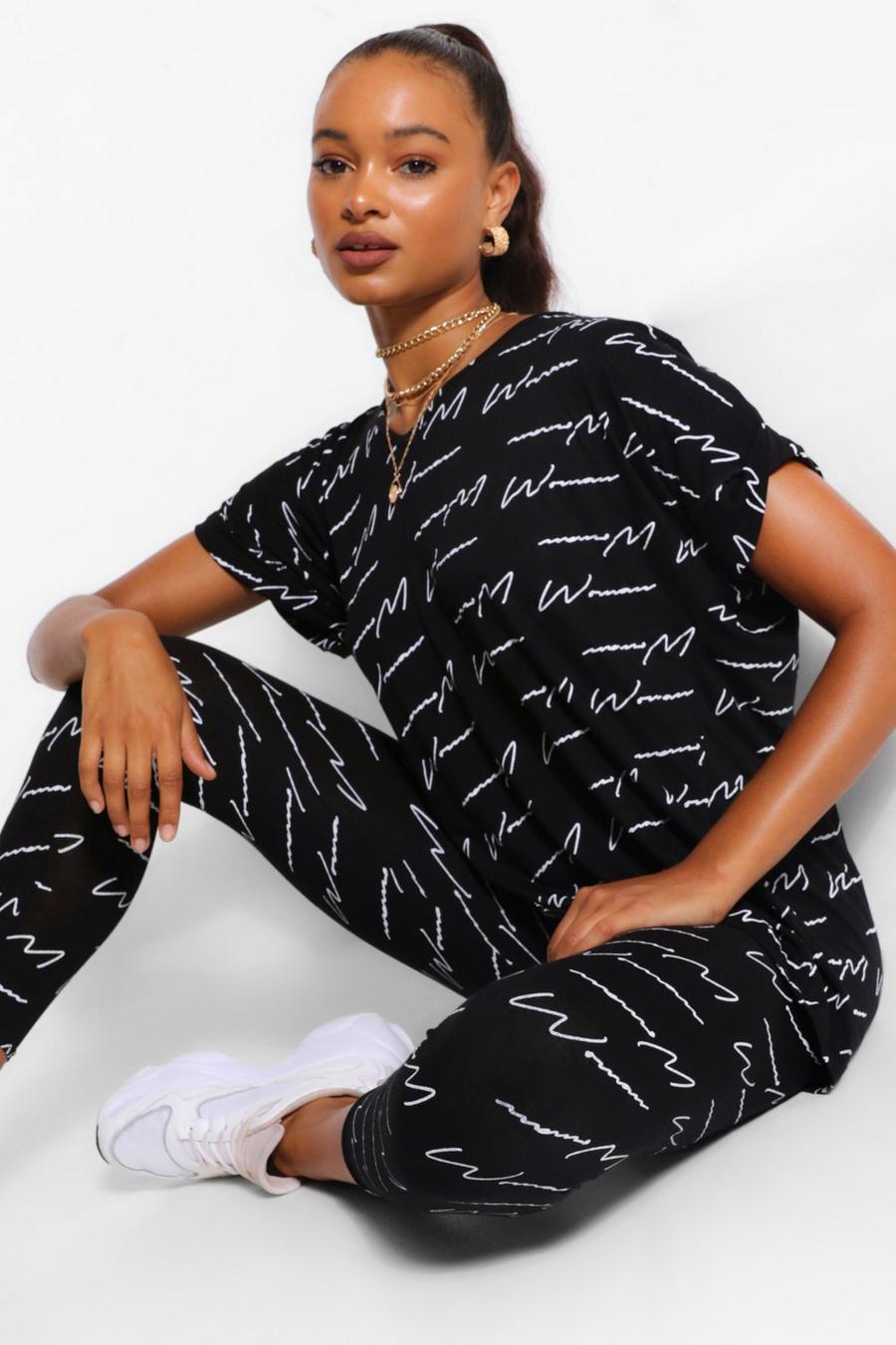 T-shirt coupe oversize col en V inscription Woman image number 1