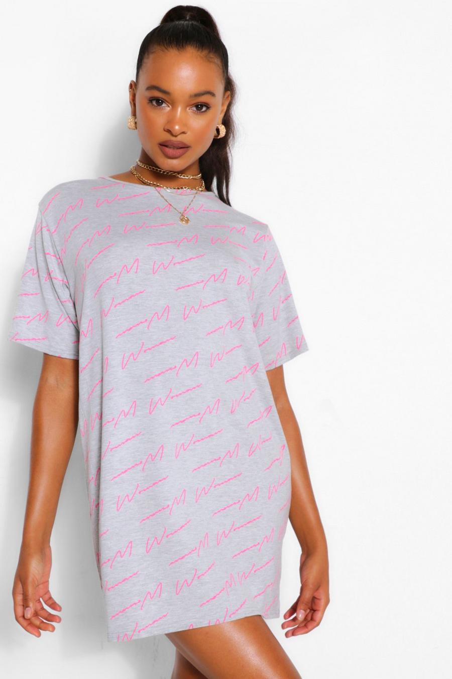 Bedrucktes T-Shirt-Kleid mit Woman-Schriftzug image number 1