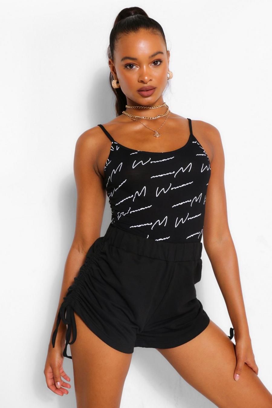 Camiseta de tirantes estilo camisola con inscripción Woman, Negro image number 1