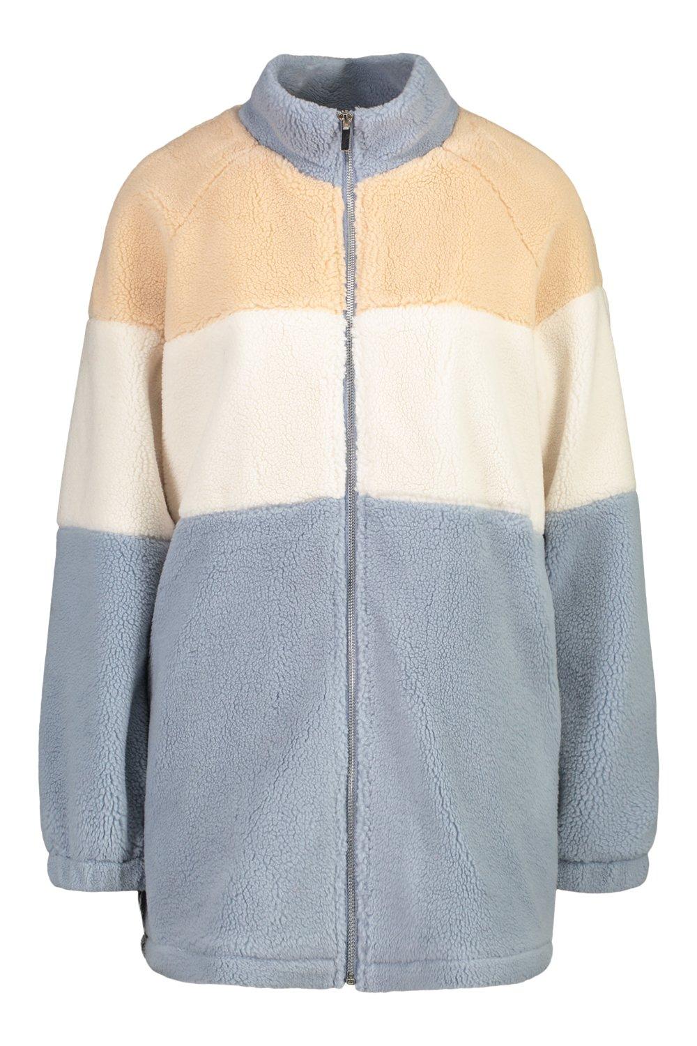 Color block deals teddy jacket