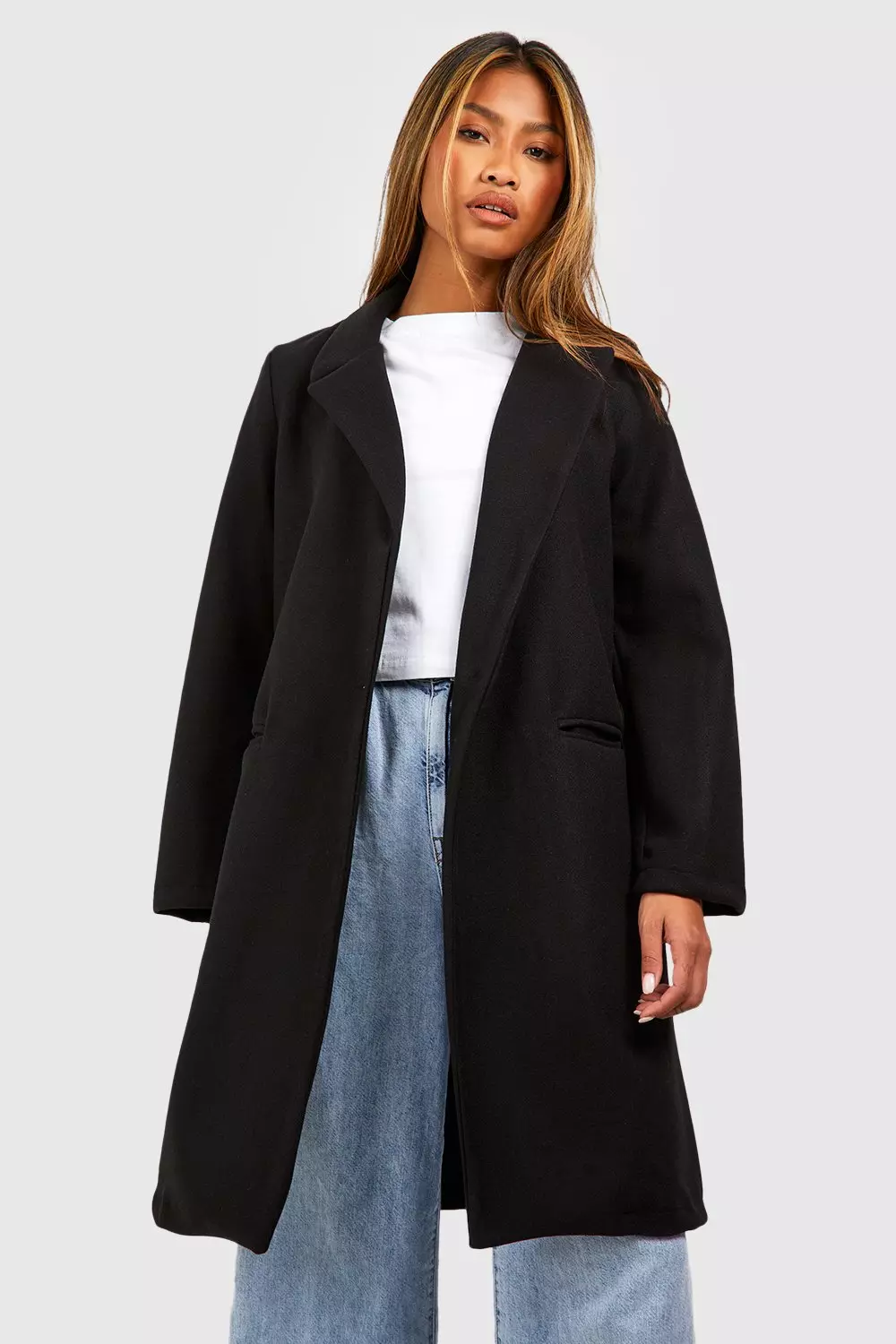 Black Tailored Wool Look Coat alternative image