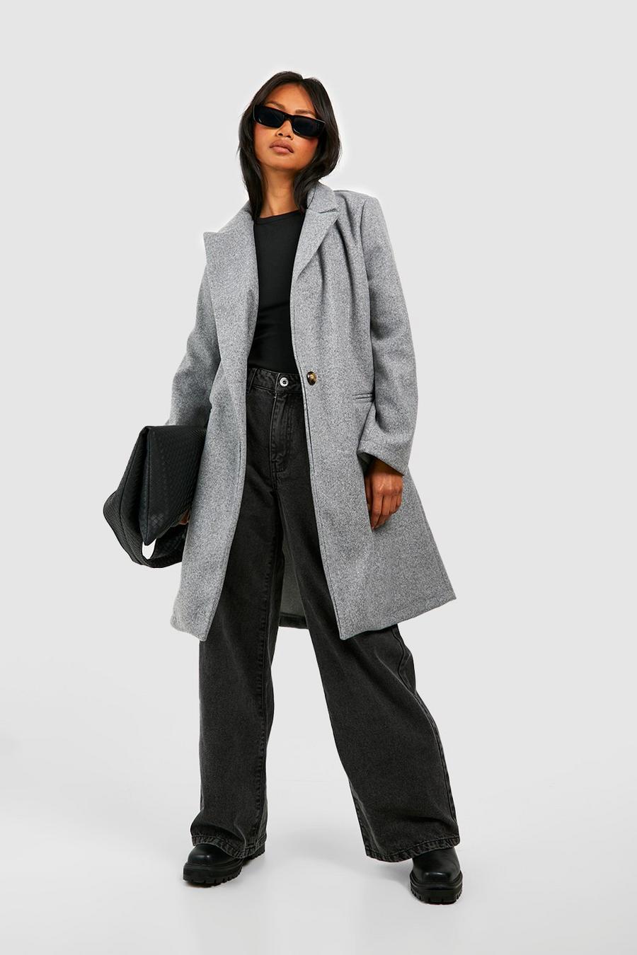 Grey gris Tailored Wool Look Coat