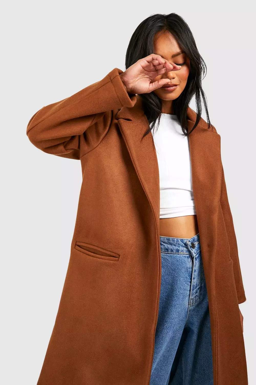 Black Tailored Wool Look Coat alternative image