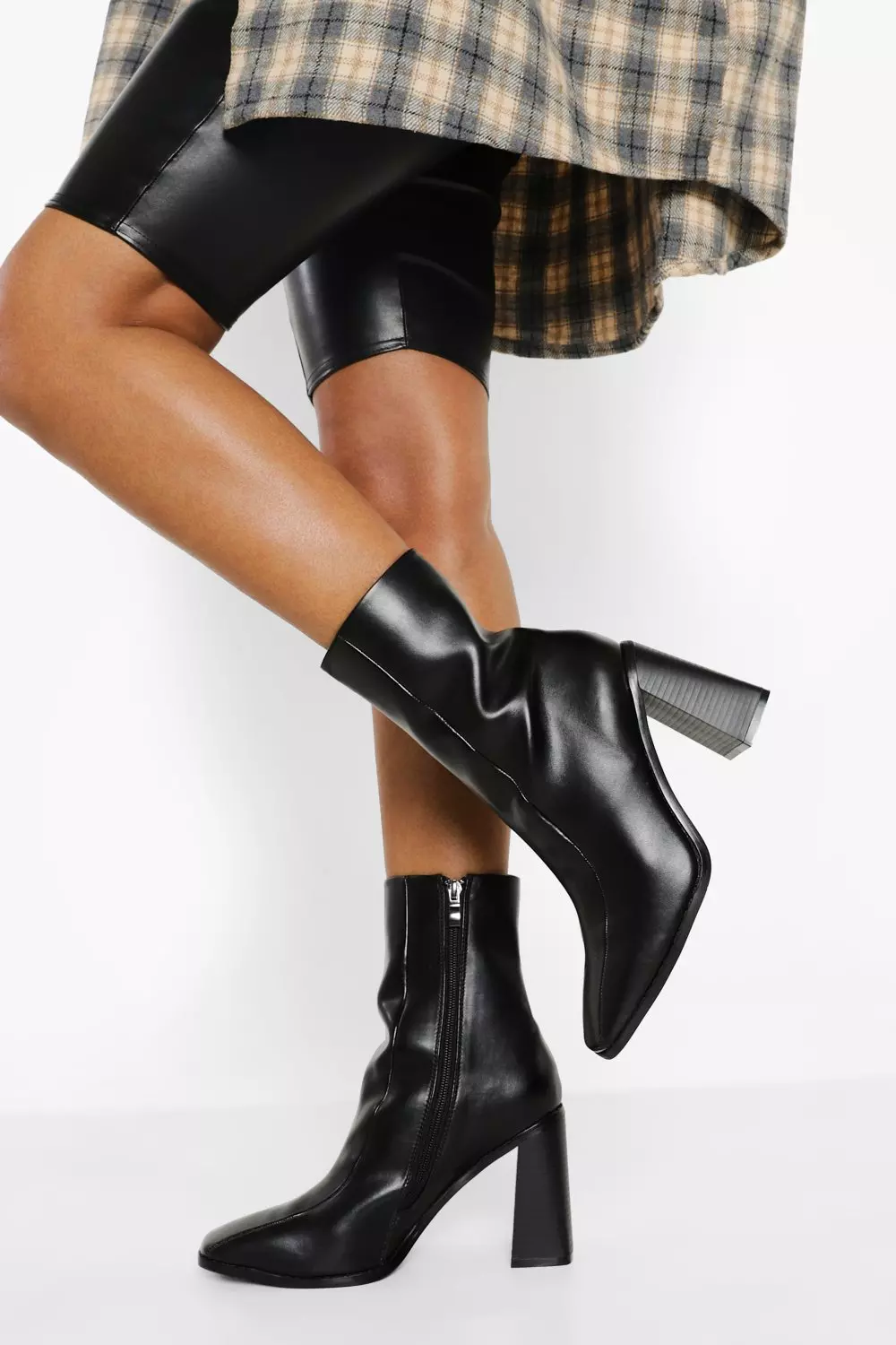 Square toe block heel hot sale boots