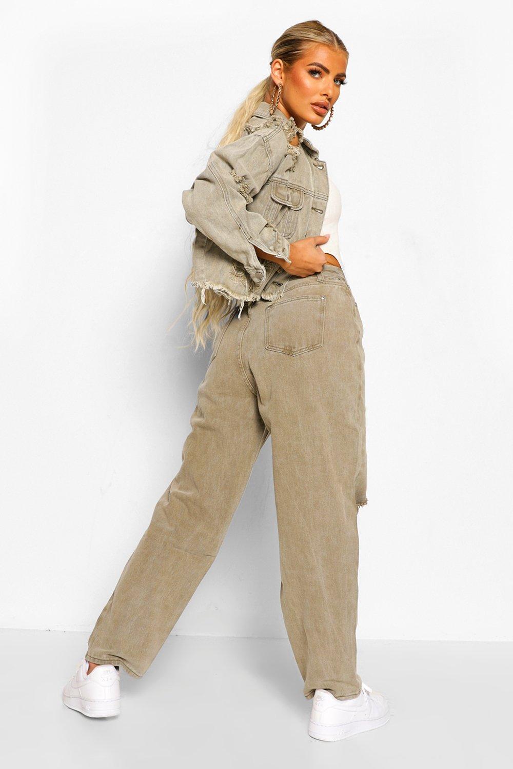 distressed khaki pants