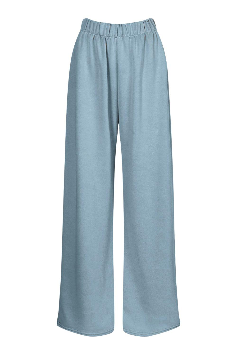 white wide leg joggers