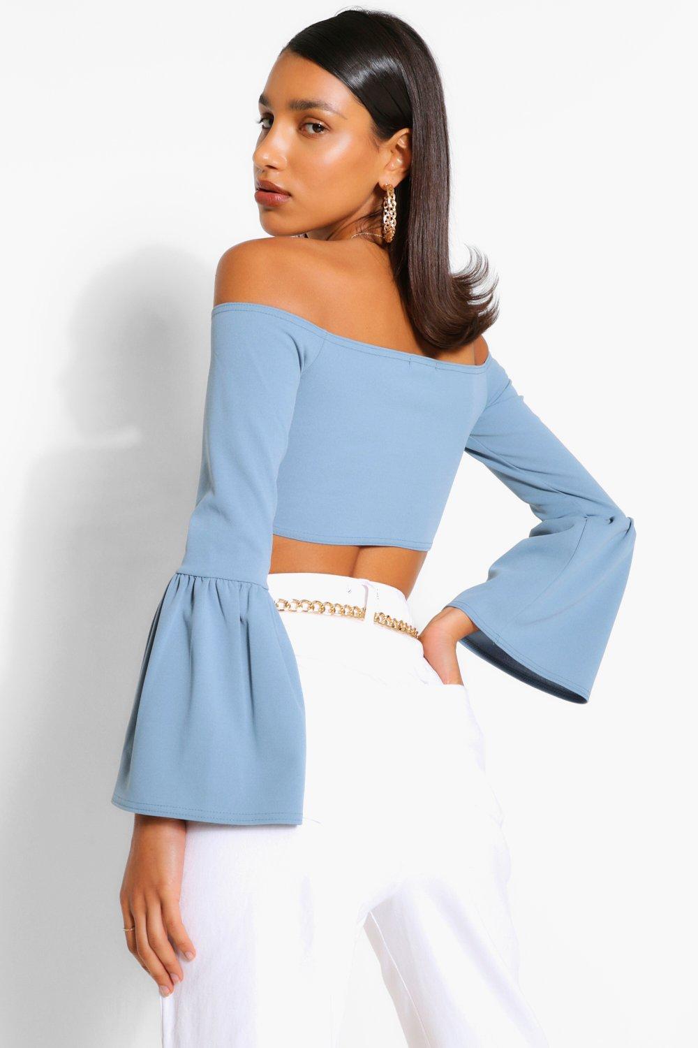 Gathered Frill Sleeve Crop Top | boohoo