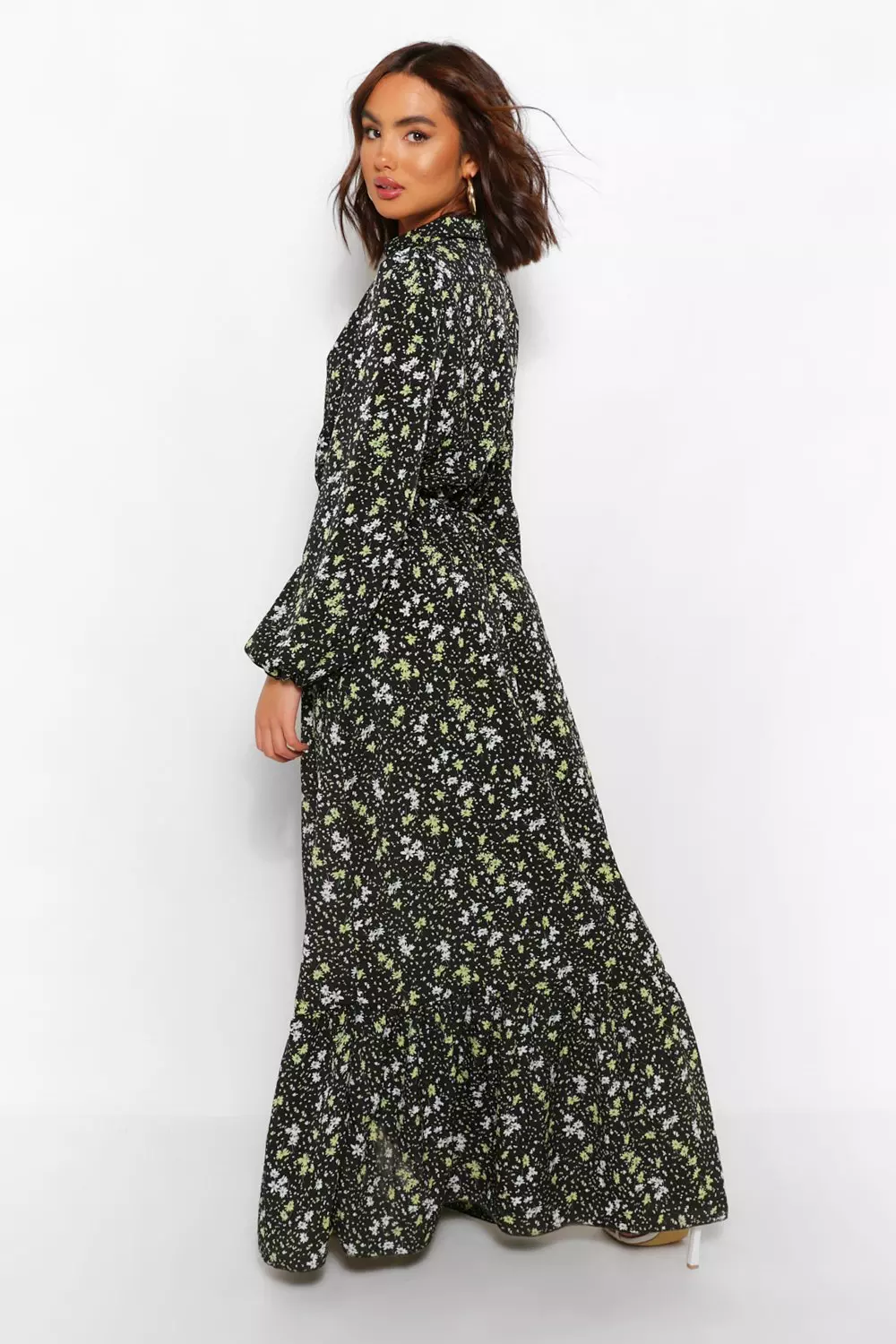 Button down outlet floral maxi dress