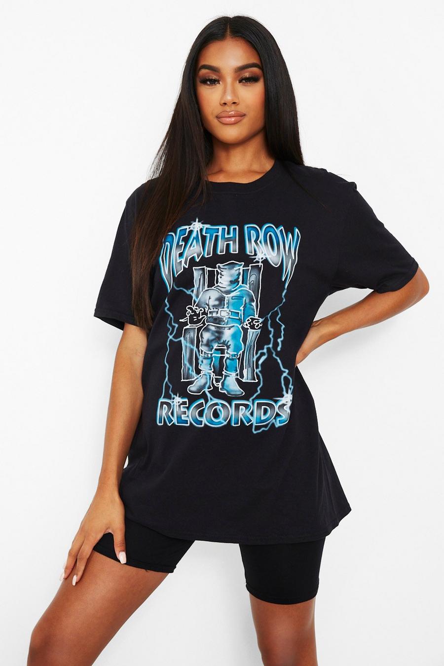 Zwart Gelicenseerd Death Row Bliksem T-Shirt image number 1