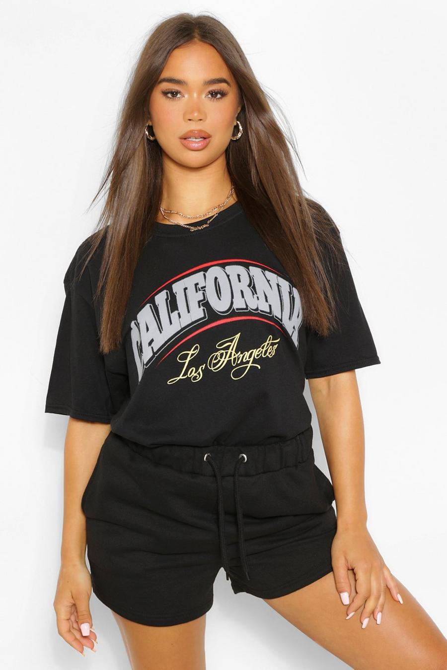 Black "California" T-shirt med slogan image number 1