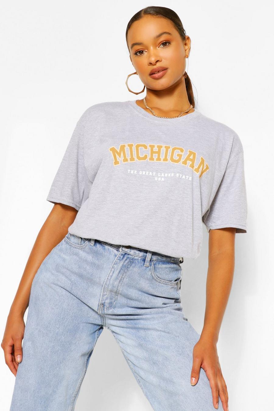 Übergröße Boyfriend T-Shirt mit Michigan-Slogan image number 1