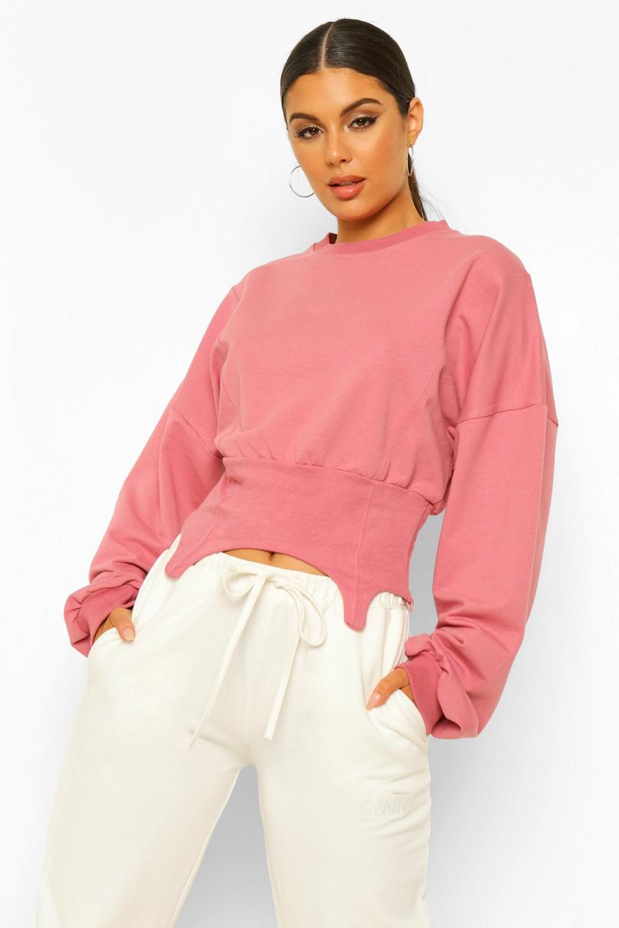 Blush Oversize sweatshirt med korsettdetalj image number 1