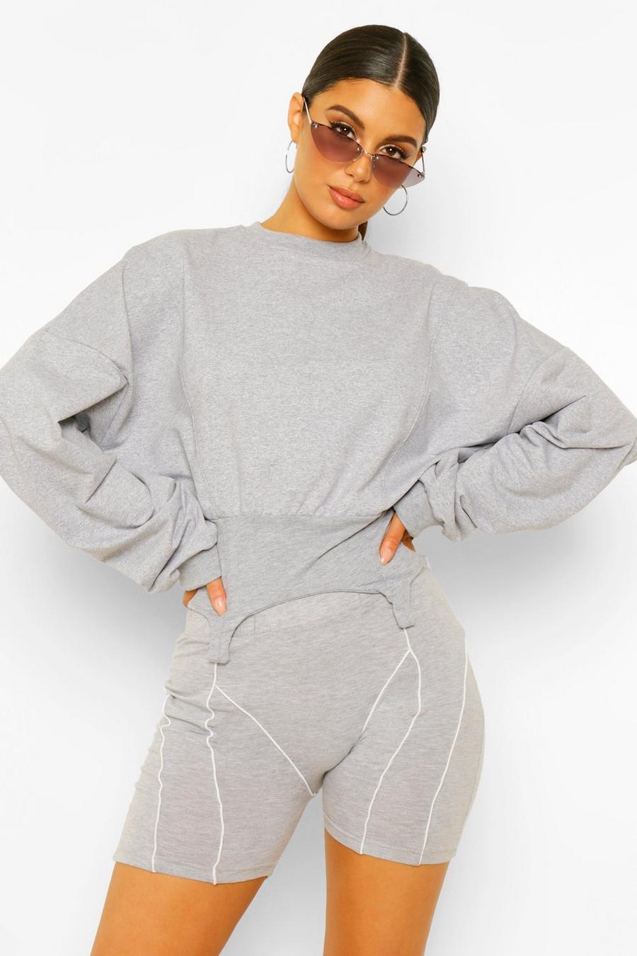 Sweat oversize effet corsage, Gris image number 1