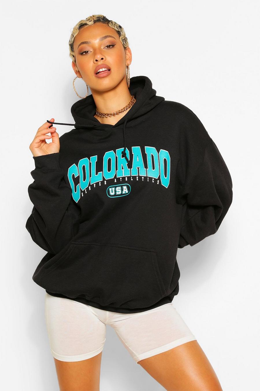 Black "Colorado" Oversize hoodie med slogan image number 1