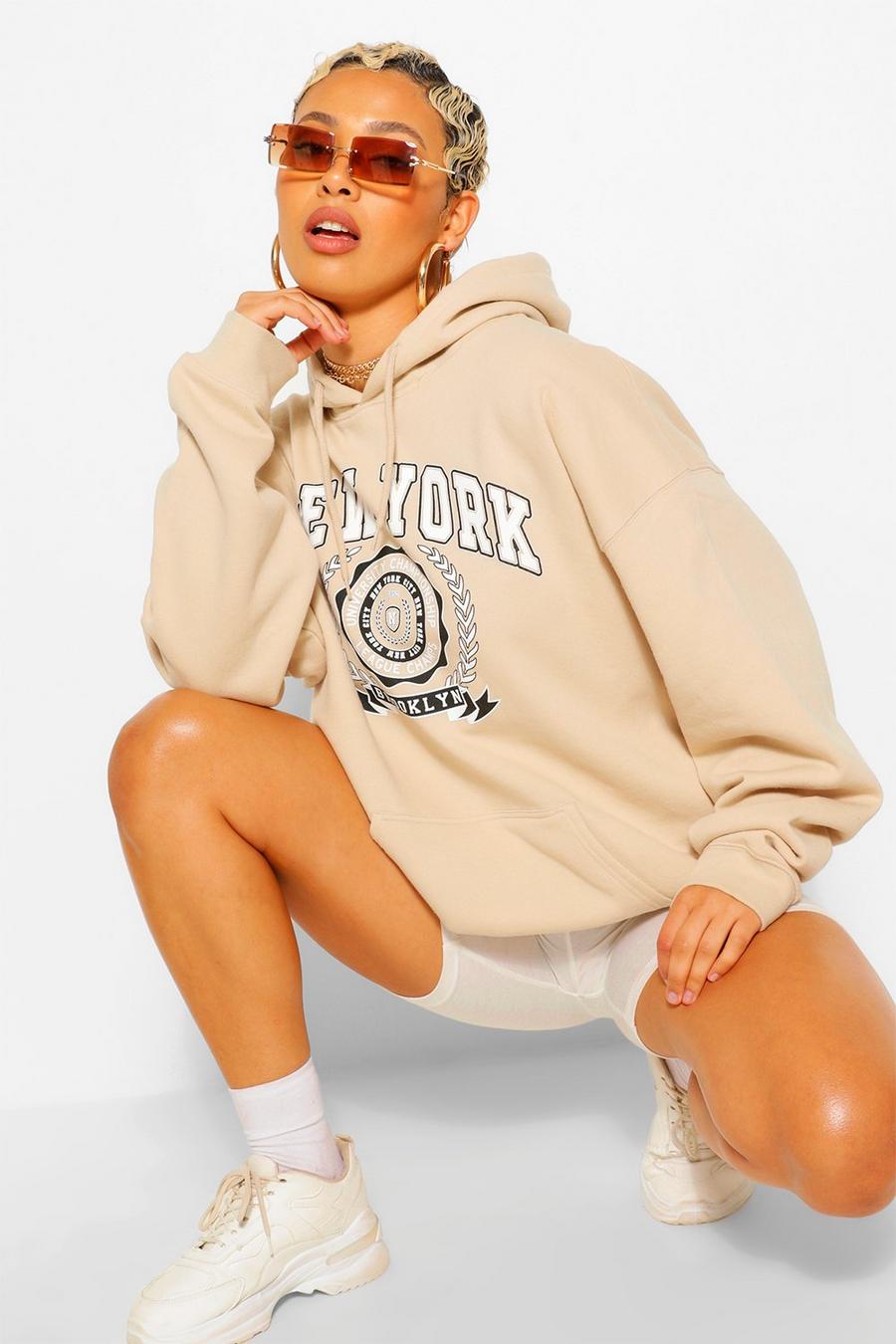Sand New York Oversize hoodie med slogan image number 1