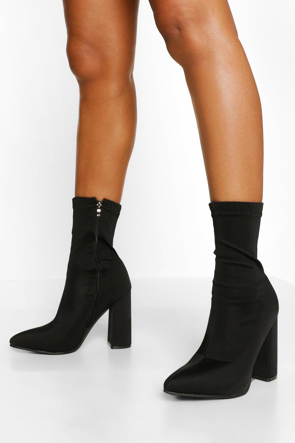 black sock boots pointed toe