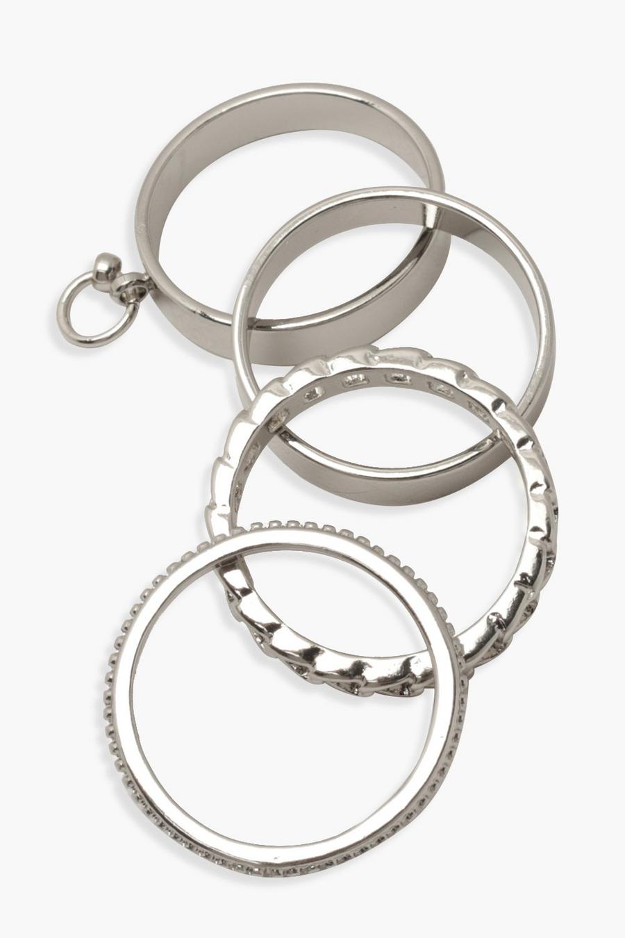 Silver Chain Stacking Rings image number 1