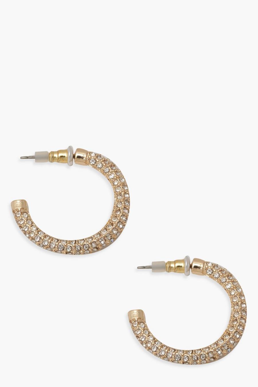 Gold Diamante Hoop Earrings image number 1