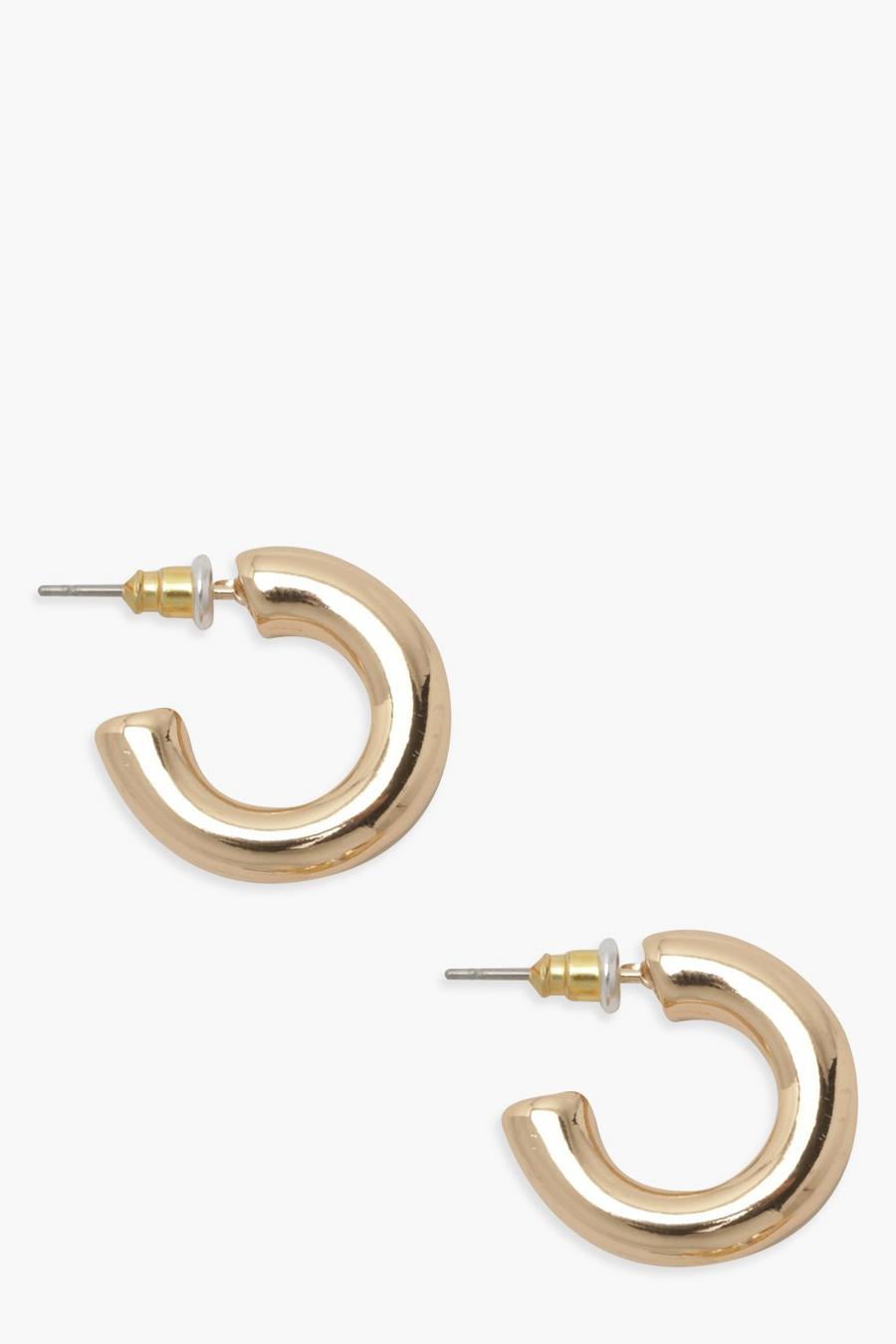 Gold Thick Hoop Earrings image number 1