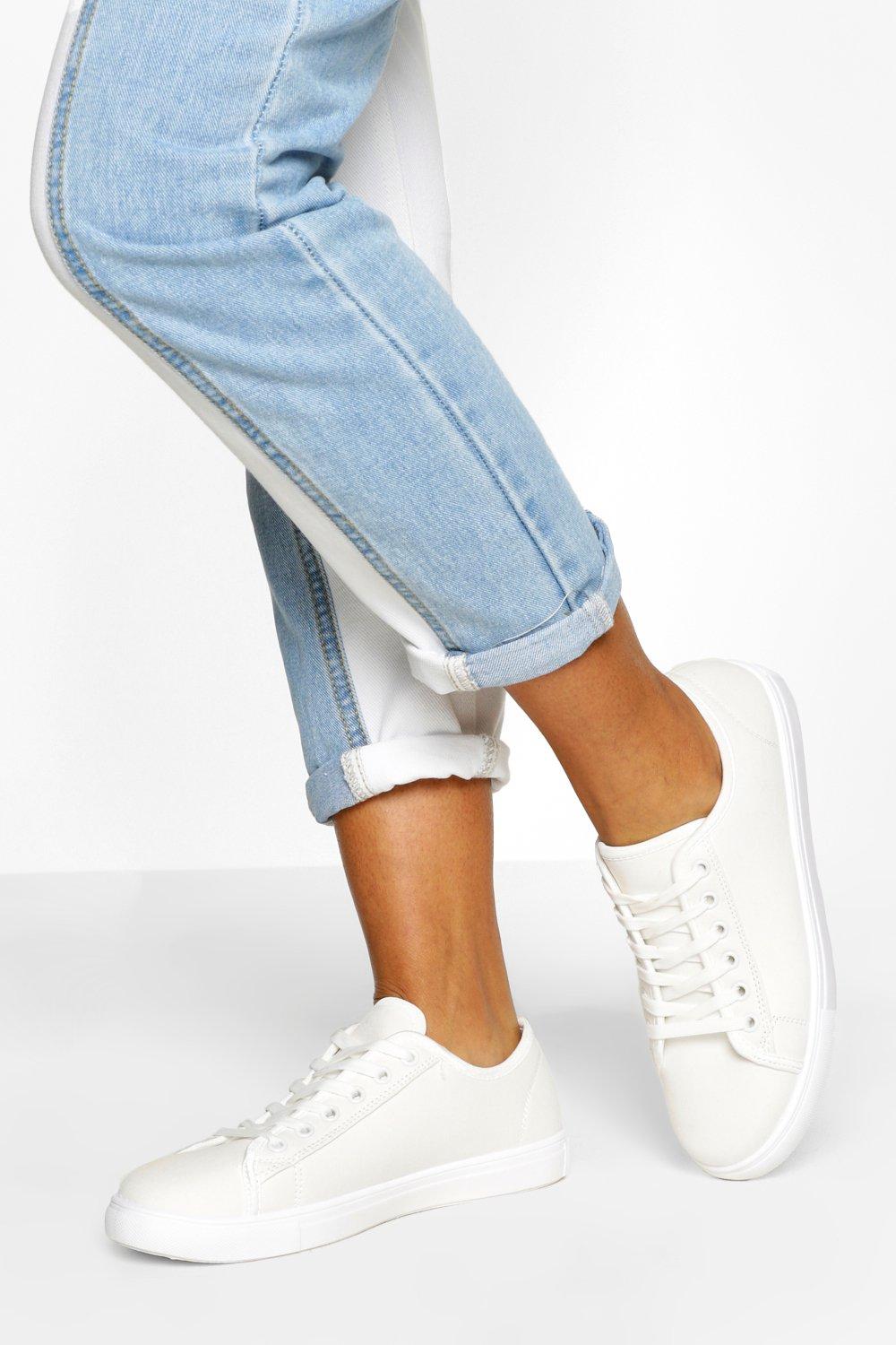 wide fit white canvas shoes