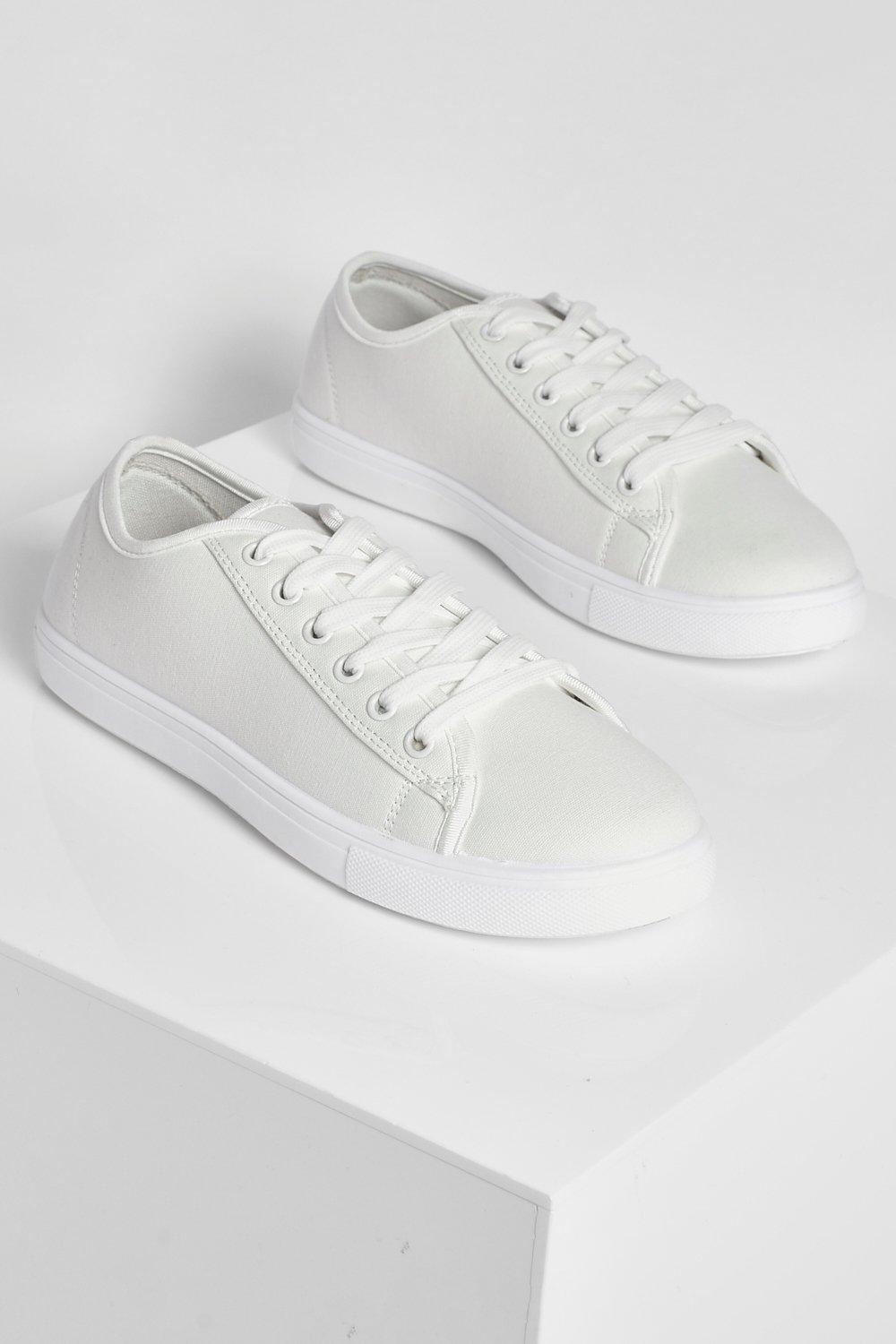 wide fit white canvas shoes
