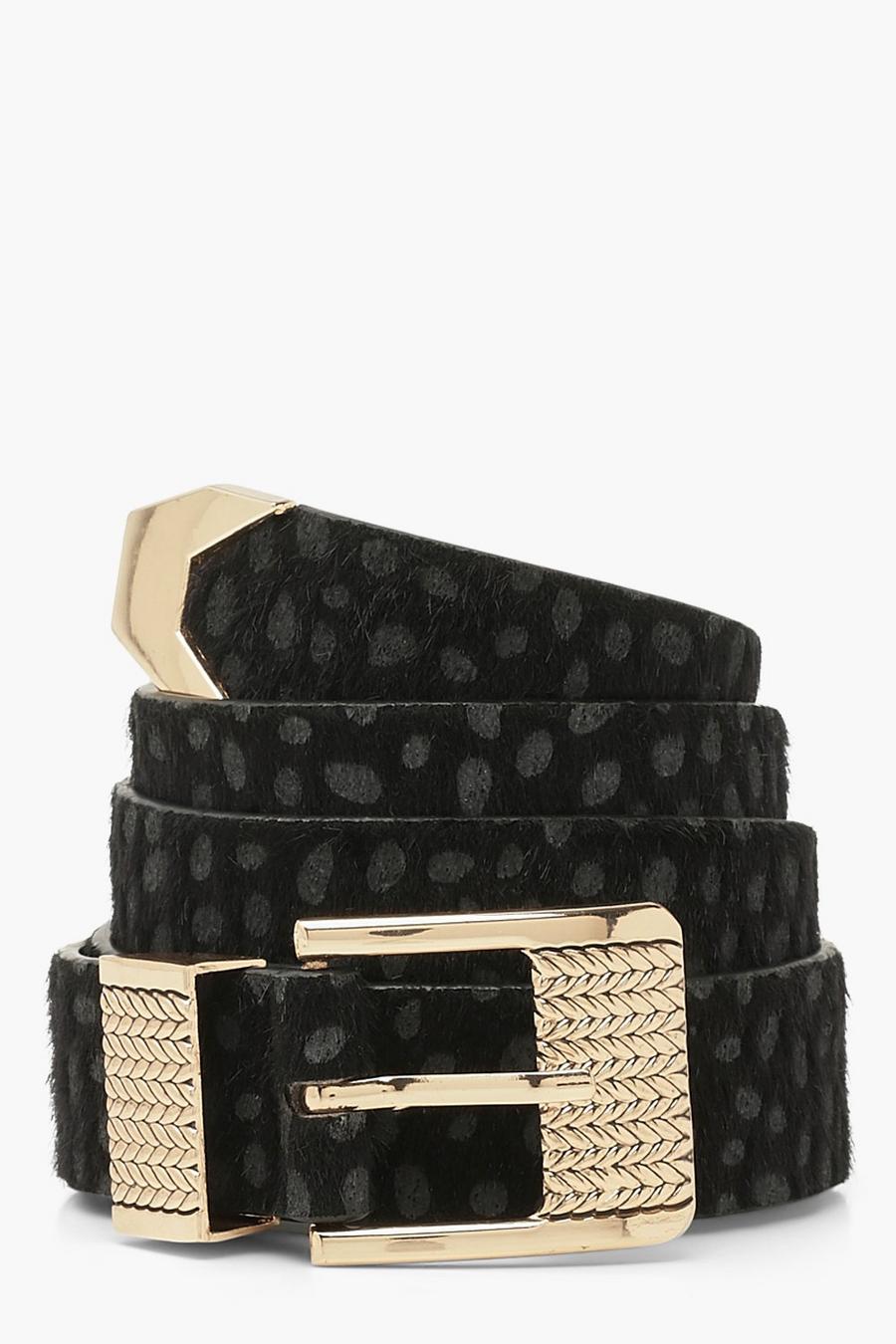 Textured Chunky Buckle Leopard Belt image number 1