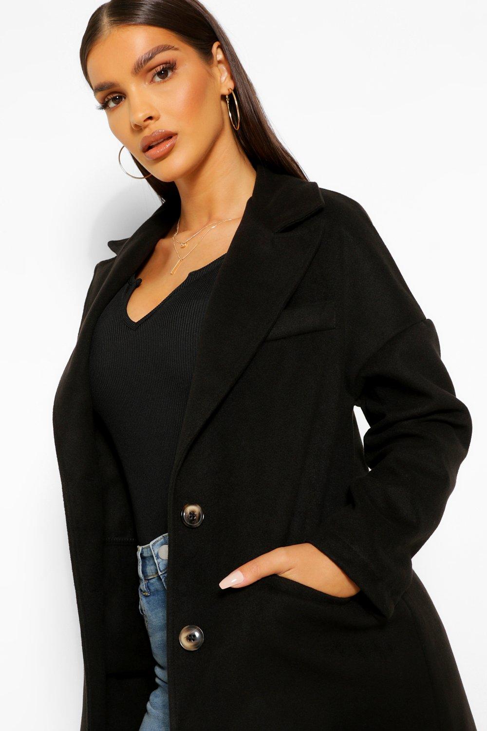 Black wool boyfriend coat online