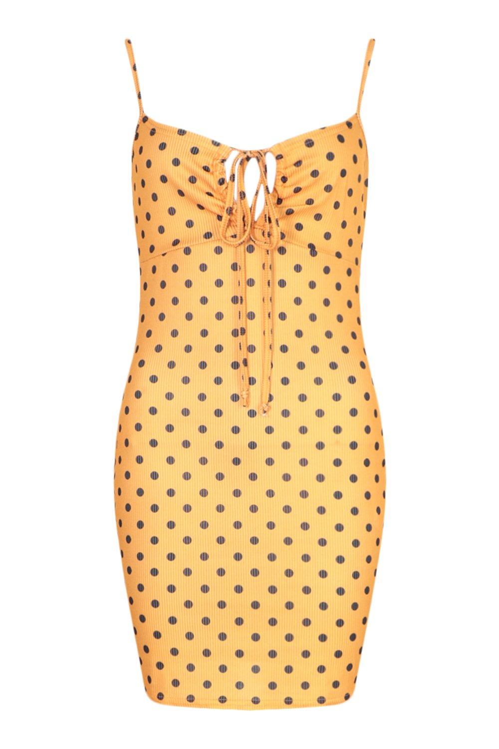boohoo yellow polka dot dress