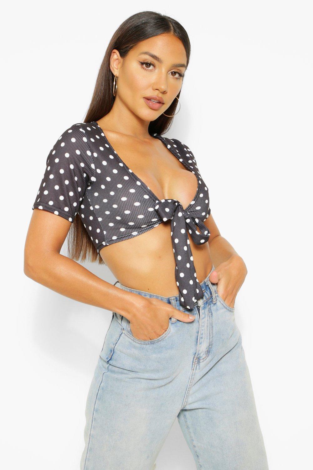 polka dot tie front top