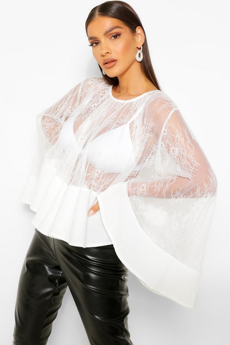 Ivory Lace Long Sleeve Swing Top image number 1
