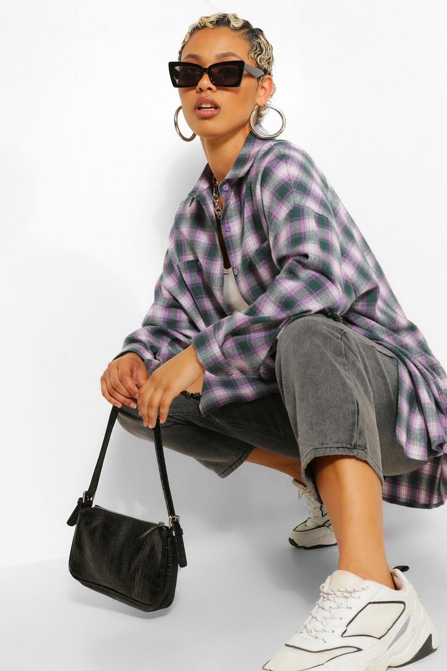 Green Extreme Oversized Check Shirt image number 1