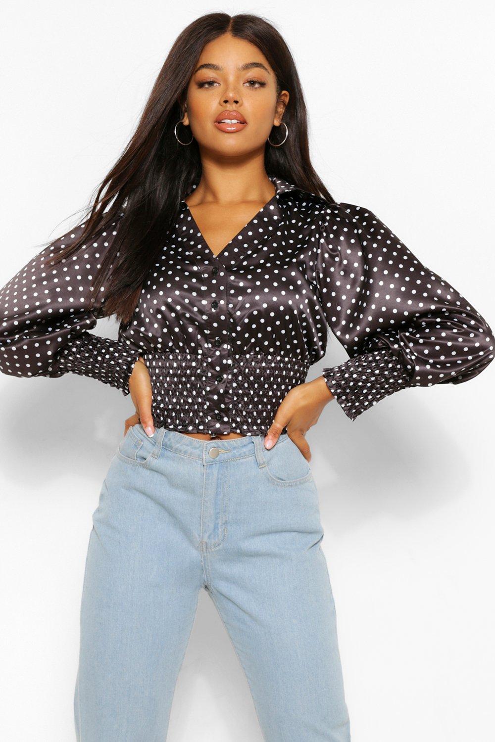 satin polka dot top