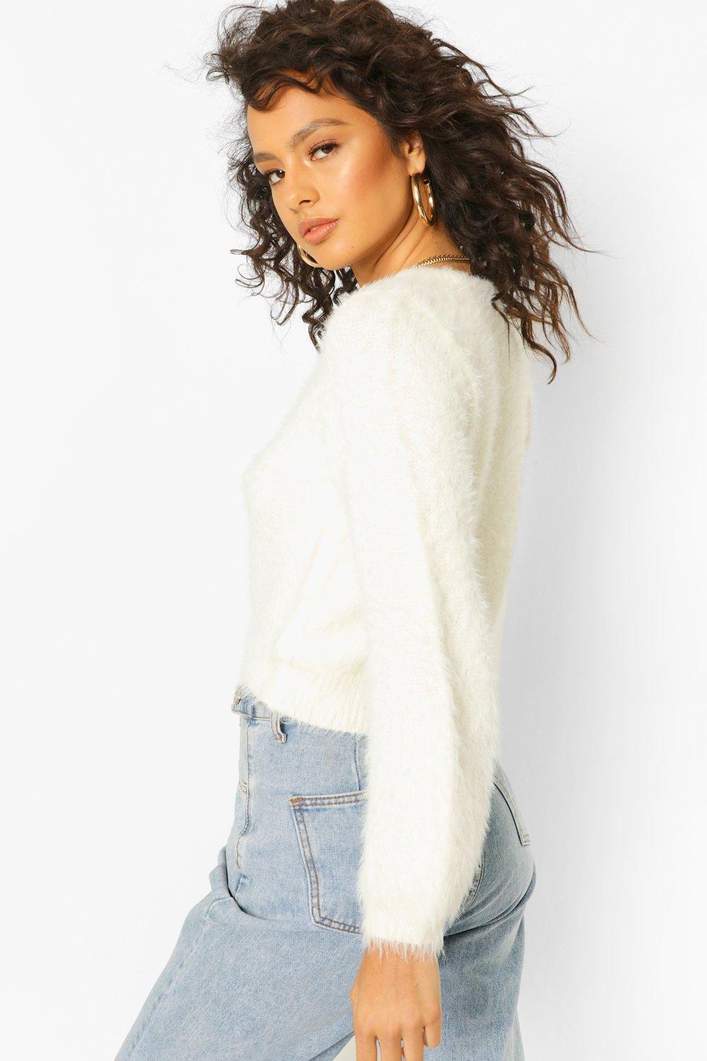 Topshop white fluffy outlet jumper